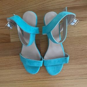 Suede turquoise sandals never worn.